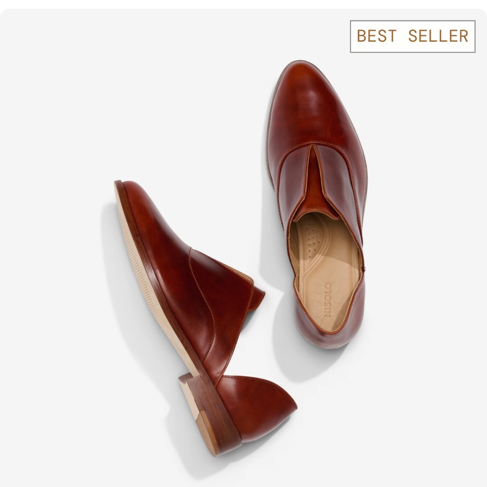Nisolo Emma d'Orsay Oxford Loafers - Brandy - Size 9.5 CBK